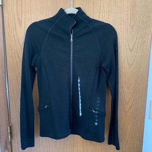 Ibex Merino black mock neck zip cardigan